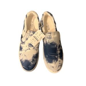 New J. Crew Tie Dye Slip On Canvas Sneakers Shoes Womens 8 M Blue White